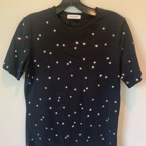 mugler t shirt with silver star appliqués